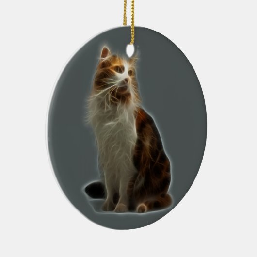Calico Cat Fractal Keramisch Ornament (Rechts)