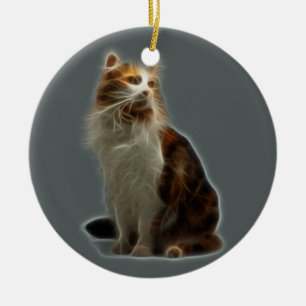 Calico Cat Fractal Keramisch Ornament