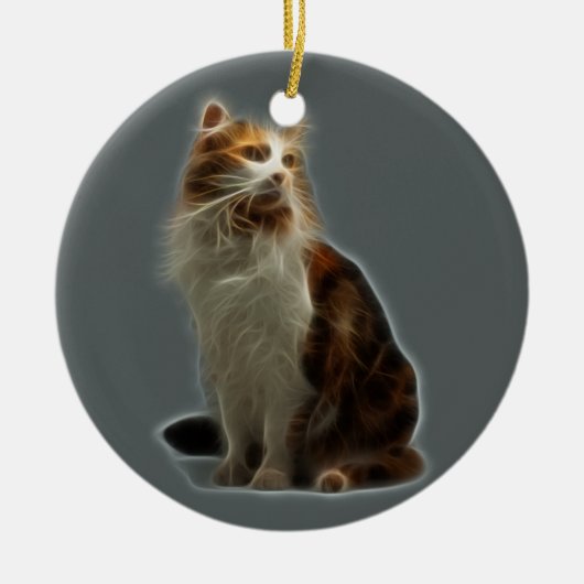 Calico Cat Fractal Keramisch Ornament (Voorkant)