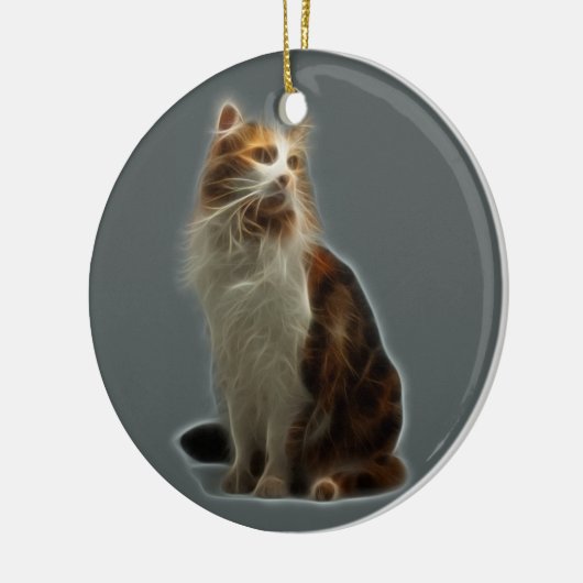 Calico Cat Fractal Keramisch Ornament (Links)