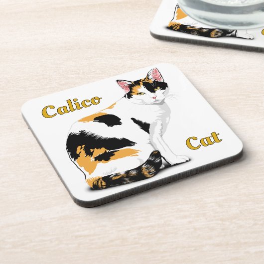 Calico Cat gepersonaliseerd Bier Onderzetter (Linkerzijde)