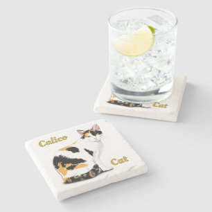 Calico Cat gepersonaliseerd Stenen Onderzetter