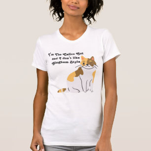 Calico Cat Gingham Dog Spoof T-shirt