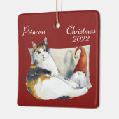 Calico Cat Gnome waterverf Kerstmis Cerami Keramisch Ornament (Links)