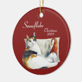 Calico Cat Gnome waterverf Kerstmis Cerami Keramisch Ornament (Links)