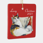 Calico Cat Gnome waterverf Kerstmis Cerami Keramisch Ornament (Rechts)