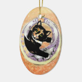 Calico Cat Halloween Keramisch Ornament (Links)