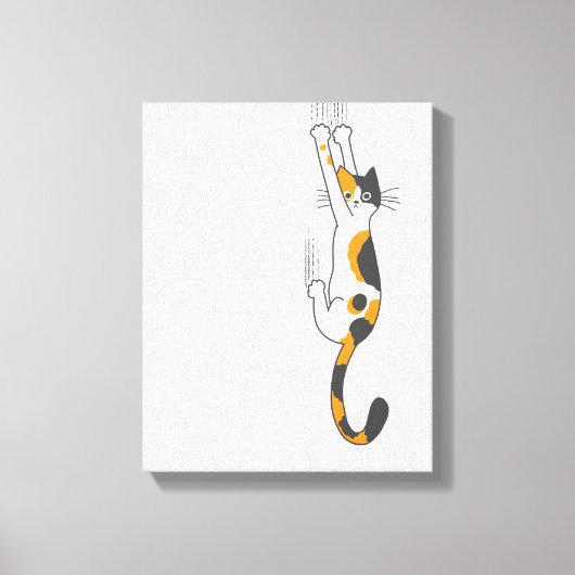 Calico Cat Hanging On | Grappige Cat Lover's Canvas Afdruk (Voorkant)