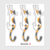 Calico Cat Hanging On | Grappige kat Stickers (Vel)