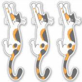 Calico Cat Hanging On | Grappige kat Stickers (Voorkant)