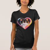 Calico Cat Heart Frame Neon Pop Art T-shirt (Voorkant)