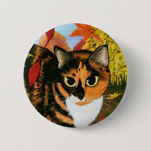 Calico Cat Herfst Autumn Leaves Harvest Art Button (Voorkant)