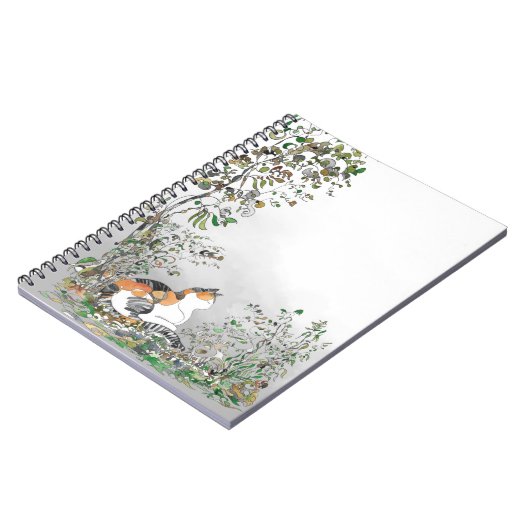 Calico Cat in de tuin Notitieboek (Linkerzijde)