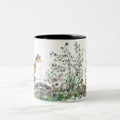 Calico Cat in de tuin Tweekleurige Koffiemok (Center)