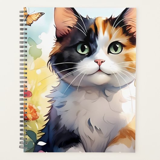 Calico Cat in de voorjaarstuin met vlinders Planner (Voorkant)