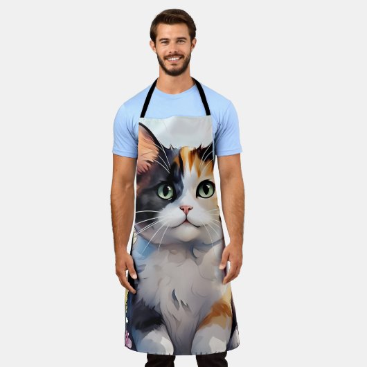 Calico Cat in de voorjaarstuin met vlinders Schort (Gedragen)