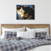Calico Cat in de wind Canvas Afdruk (Insitu (Slaapkamer))