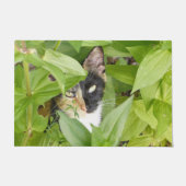 Calico Cat in de Zinnias Deurmat (Voorkant)