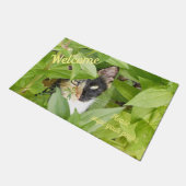 Calico Cat in de Zinnias Doormat Deurmat (Schuin)