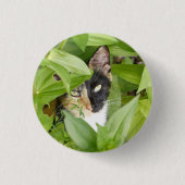 Calico Cat in de Zinnias Ronde Button 3,2 Cm (Voorkant)