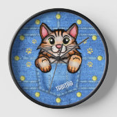Calico Cat in Faux Denim Pocket met de Naam van de (Voorkant)