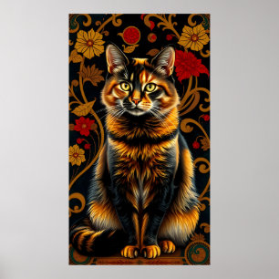  Calico Cat in Golden Shade Poster