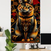  Calico Cat in Golden Shade Poster (Thuiskantoor)