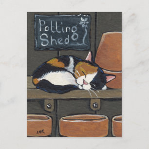 Calico Cat in het Briefkaart Potting Shed