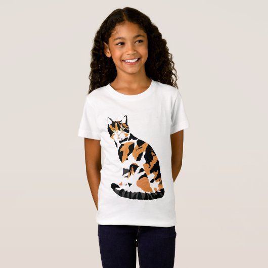 Calico cat in T-Shirt (Voorkant volledig)