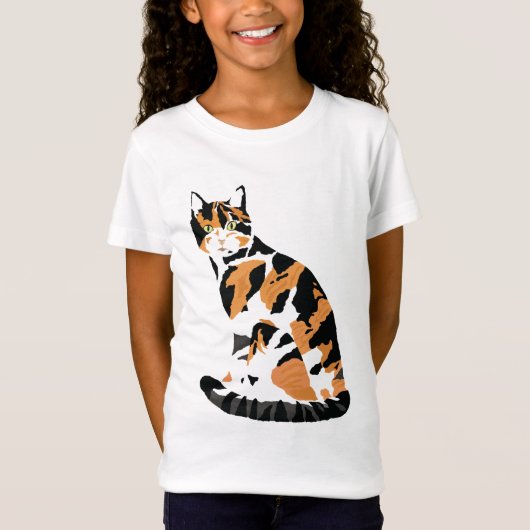 Calico cat in T-Shirt (Voorkant)