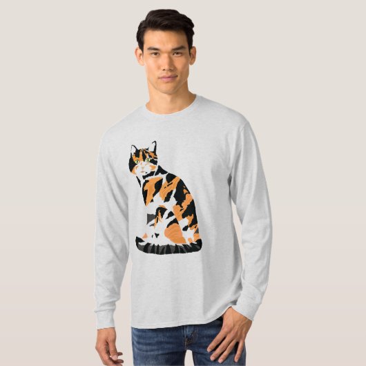 Calico cat in T-Shirt (Voorkant volledig)