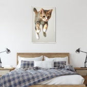 Calico Cat Jumping Canvas Afdruk (Insitu (Slaapkamer))
