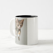 Calico Cat Jumping Tweekleurige Koffiemok (Voorkant links)