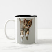 Calico Cat Jumping Tweekleurige Koffiemok (Links)