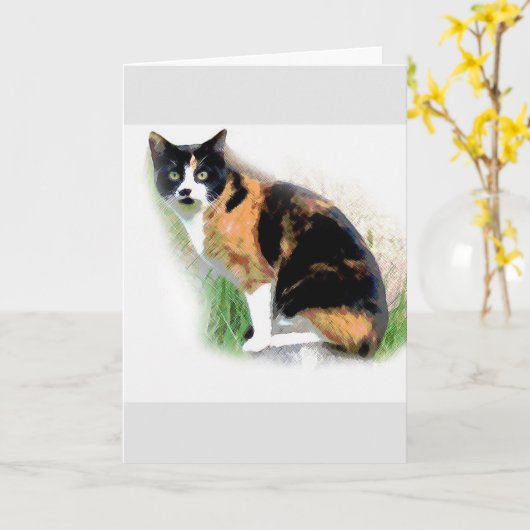 Calico cat kaart (Gele Bloem)