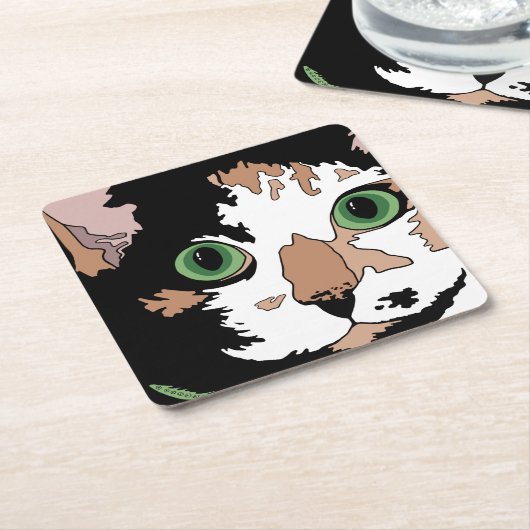 Calico Cat Kartonnen Onderzetters (Schuin)