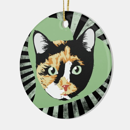 Calico Cat Keramisch Ornament (Links)
