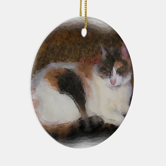 Calico Cat Keramisch Ornament (Rechts)