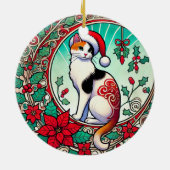 Calico Cat Kerstmis Keramisch Ornament (Achterkant)