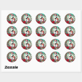 Calico Cat Kerstmis Ronde Sticker (Vel)