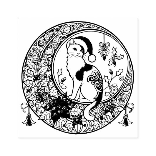 Calico Cat Kerstmis Rubberstempel (Afrduk)