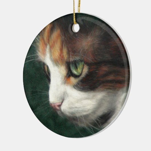 Calico cat kitten keramisch ornament (Links)