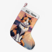 Calico Cat Kleine Kerstsok (Voorkant (Hangend))