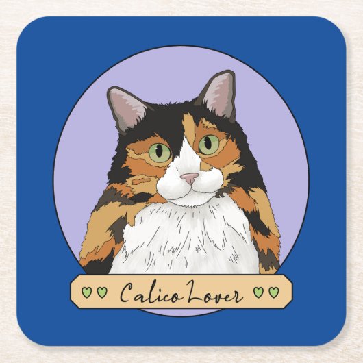 Calico Cat Lover Kartonnen Onderzetters (Voorkant)