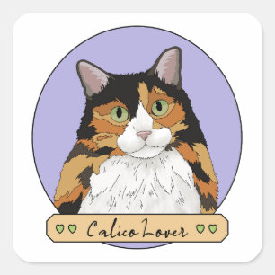 Calico Cat Lover Vierkante Sticker