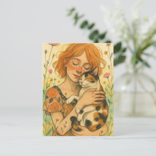 Calico Cat mama Briefkaart (Staand voorkant)