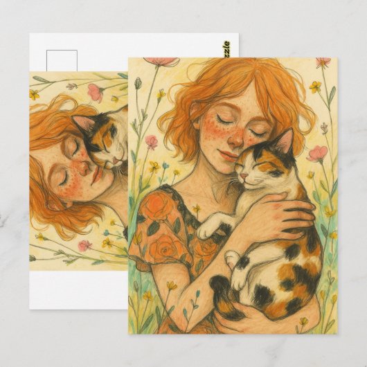 Calico Cat mama Briefkaart (Voorkant / Achterkant)