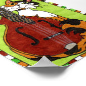 Calico Cat met Mandolin Mini Folk Art Poster (Hoek)
