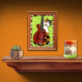 Calico Cat met Mandolin Mini Folk Art Poster