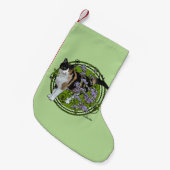 Calico Cat met Nepeta Kleine Kerstsok (Voorkant (Hangend))